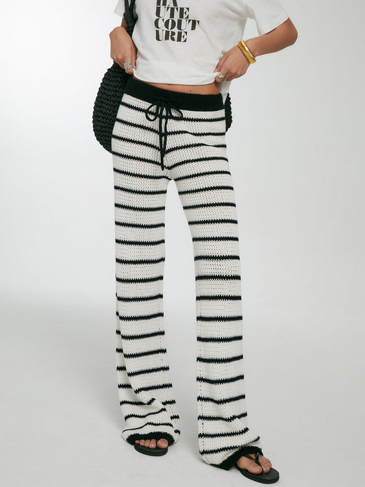 Striped Drawstring Knit Pants