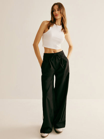 Patchwork High Waist Drawstring Pants