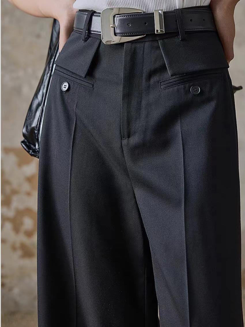 High-Waist Piping Bell Pants Without Belt