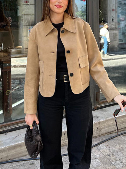 Suede Soft Button Lapel Jacket