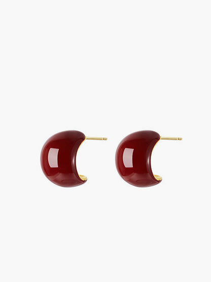 Chunky Cherry Hoop Earrings