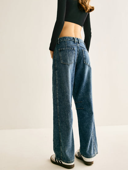 Washed Denim Scimitar Jeans