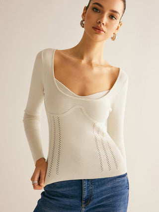 2 in 1 Ribbed Skinny Knit Top