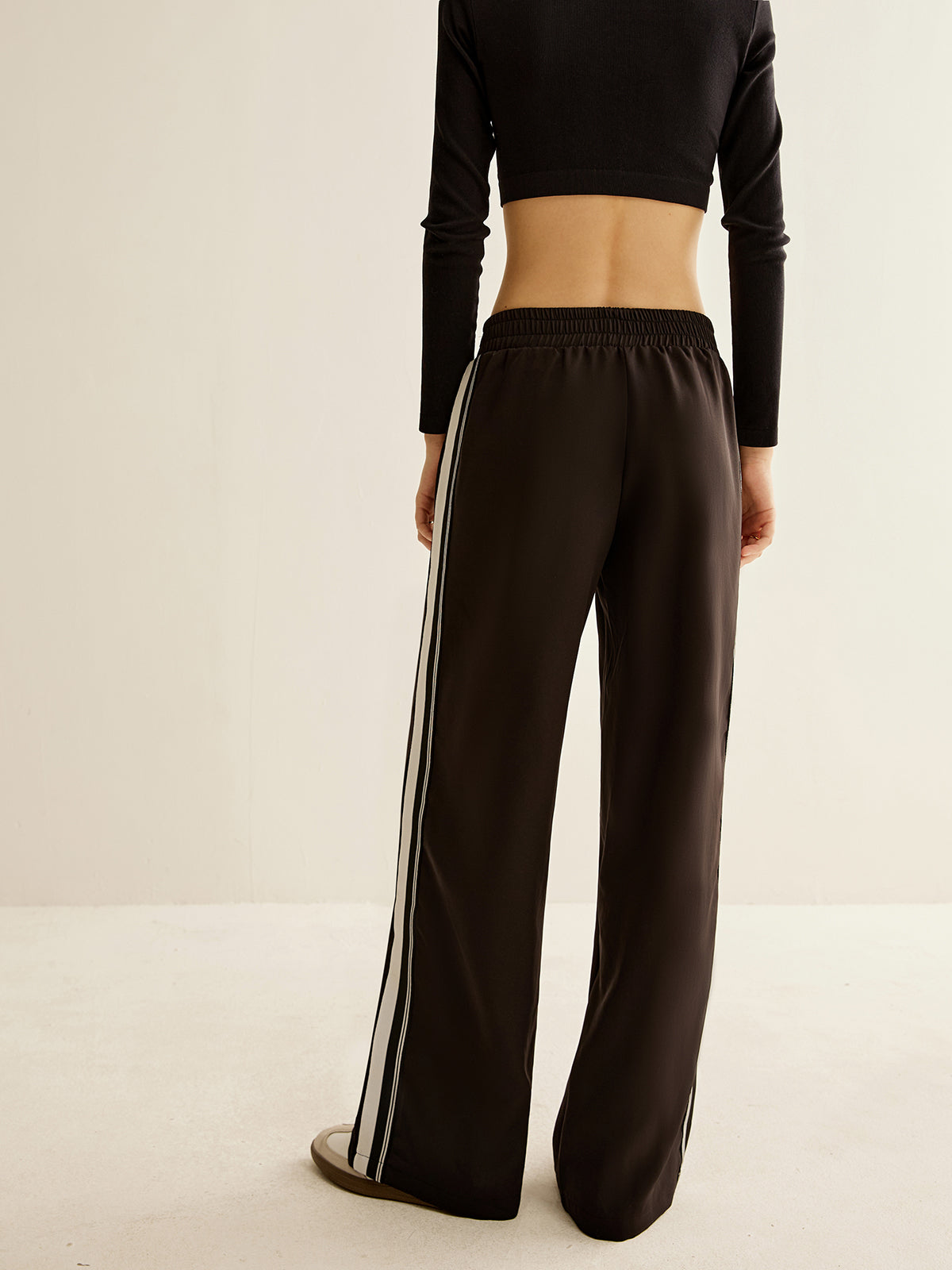 Contrast Striped Elastic Waist Pants