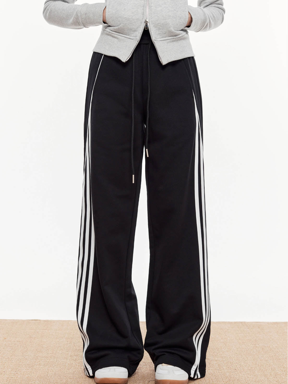 Striped Patchwork Elastic Waist Pants