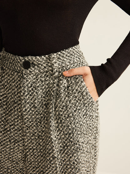 Wool-Blend Tweed Pants