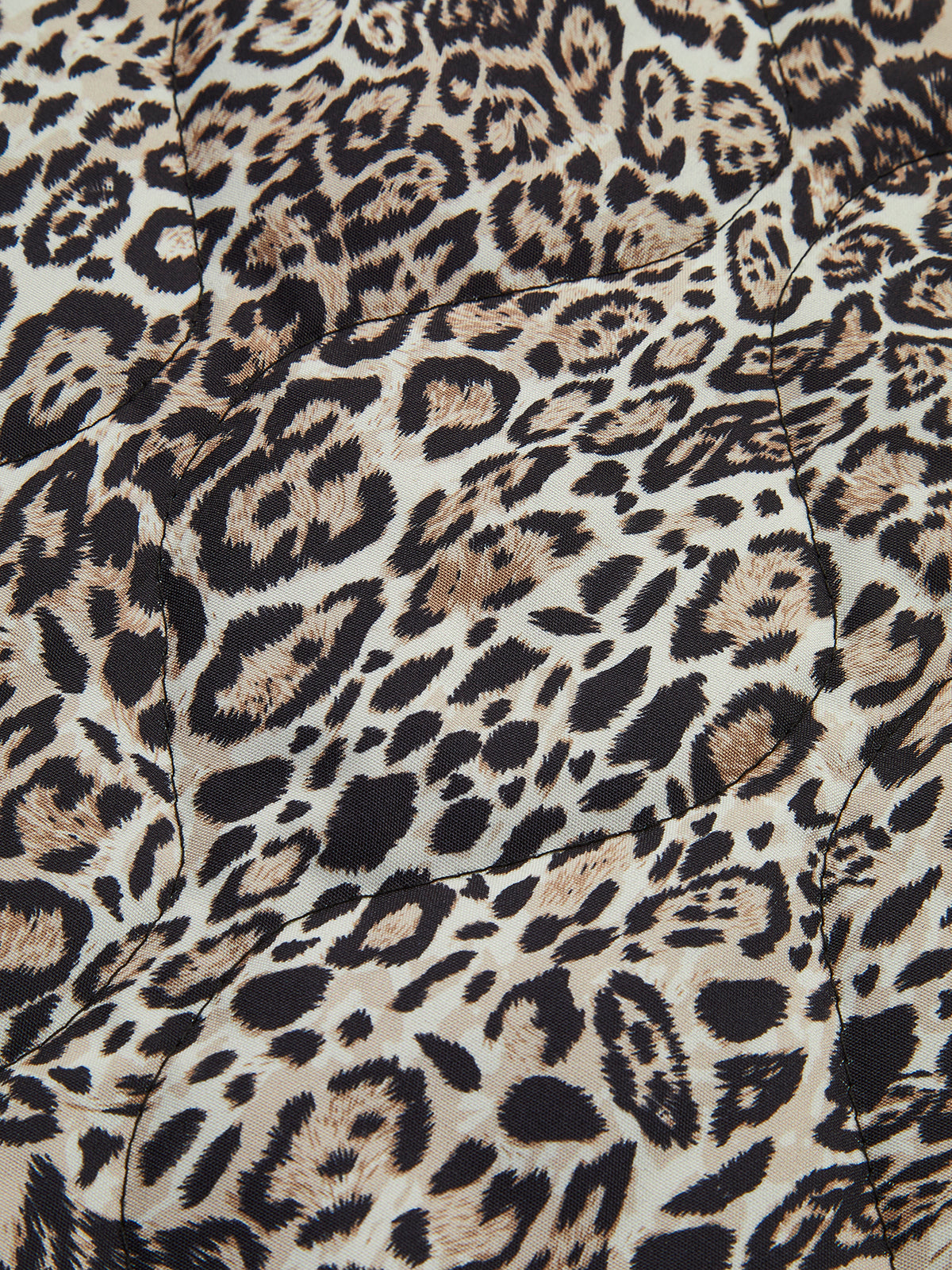 Contrast Trim Leopard Printed Winter Coat