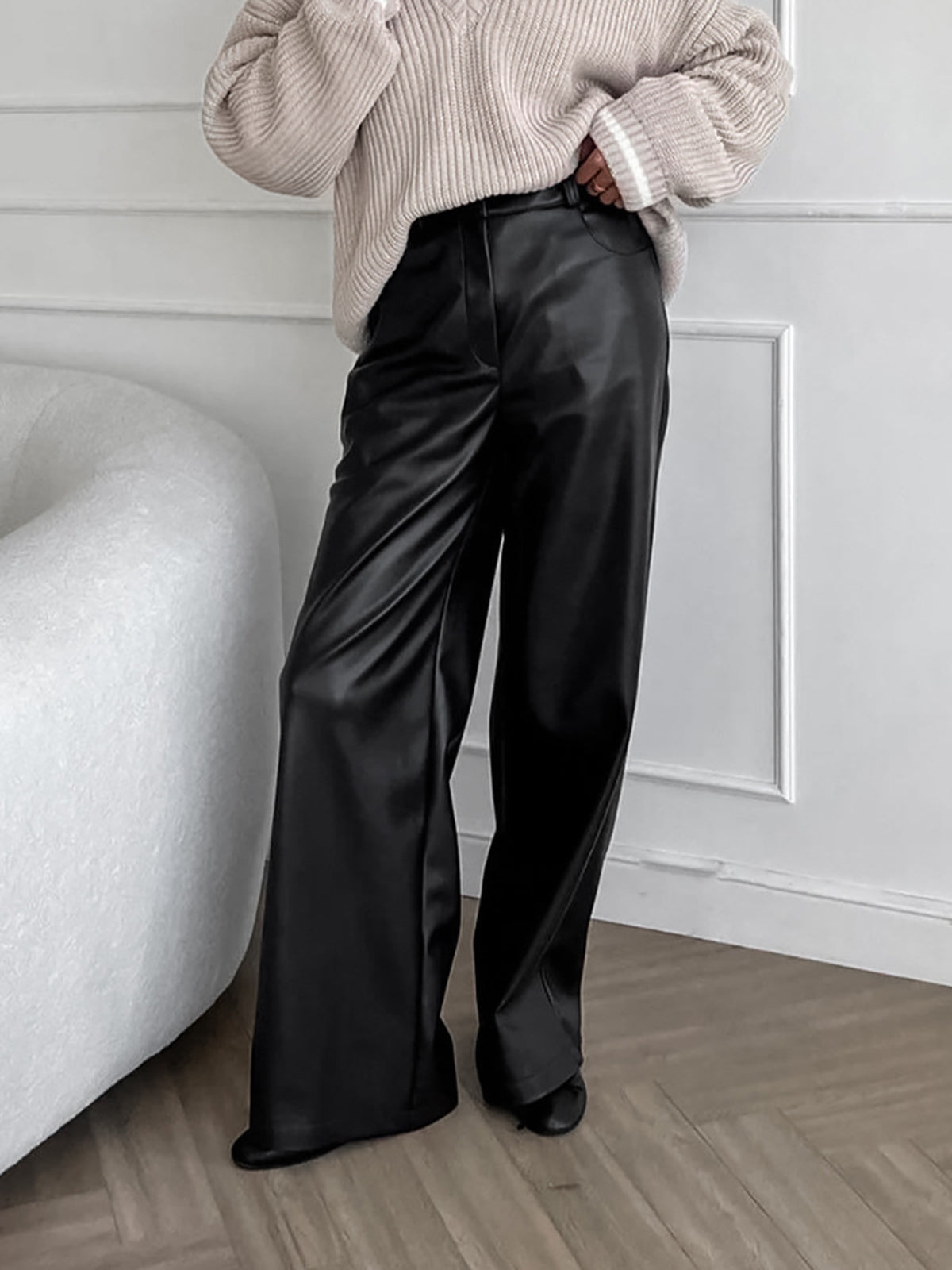 Versatile Faux Leather Pants