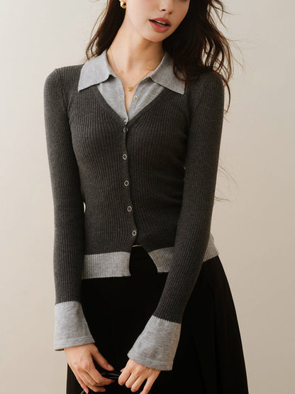 2 in 1 Color Block Knit Top