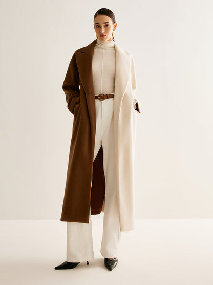 Two-Tone Slit Tweed Long Coat