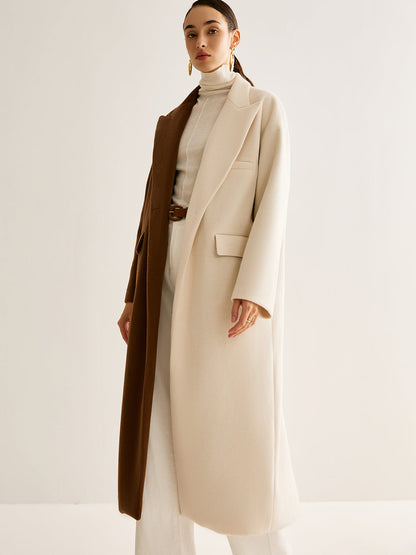 Two-Tone Slit Tweed Long Coat