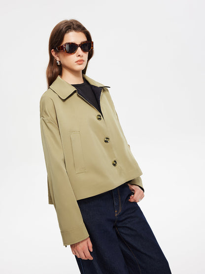 Contrast Belt Button Trench Coat