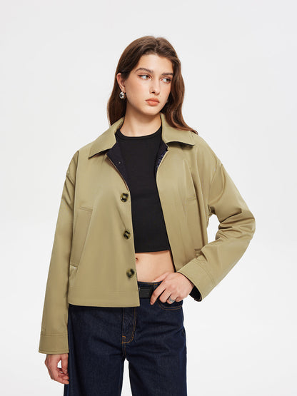 Contrast Belt Button Trench Coat