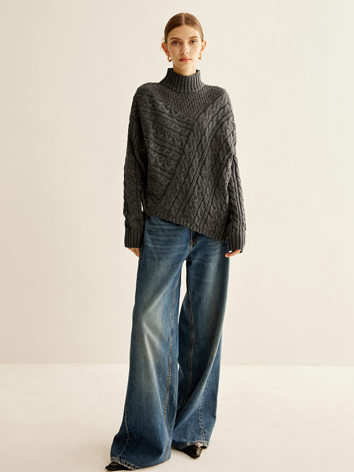 Asymmetrical Mock-Neck Sweater