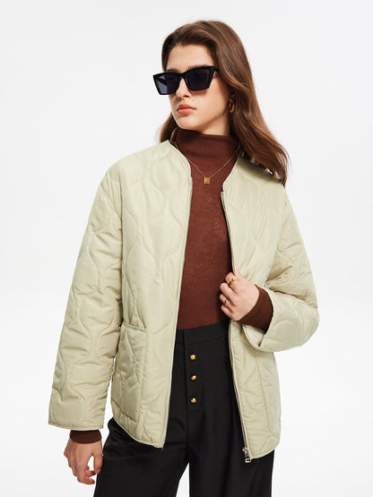 Geometric-Pattern Plain Winter Coat