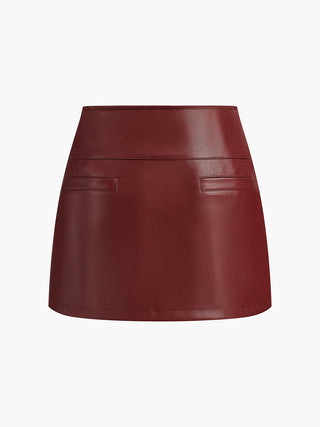 A-Line Faux Leather Mini Skirt