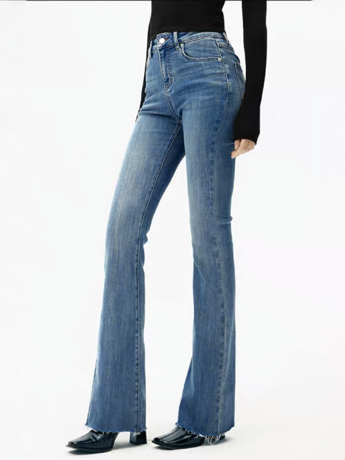 High-Waist Denim Bootcut Jeans