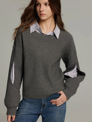 2 in 1 Ribbed Cutout Sweater