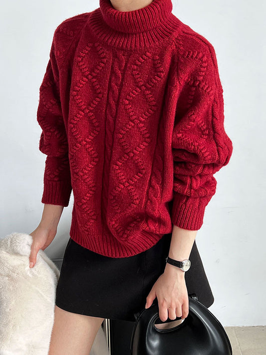 Casual Turtleneck Twist Sweater