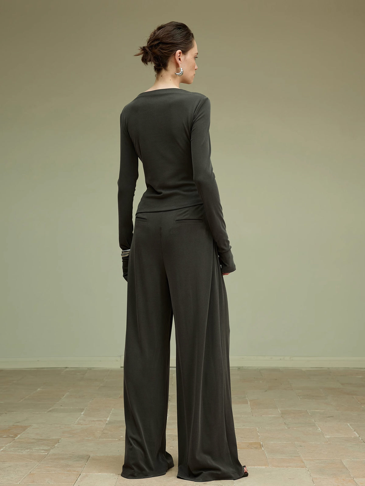 Pleated Draped Jersey Pants