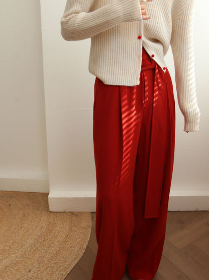 Pleated Wide Belted Pants