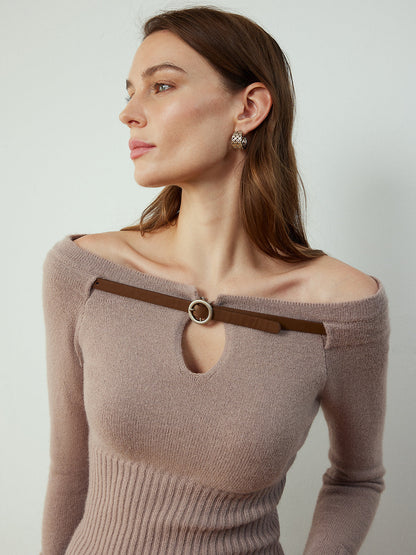 Detachable Belt Cinched Knit Top