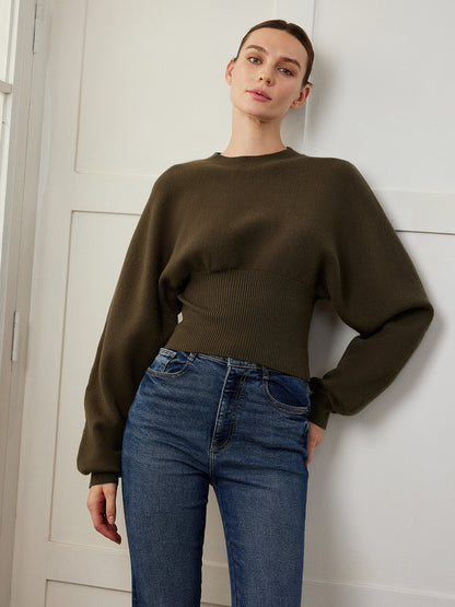 Batwing Sleeve Cinched Sweater