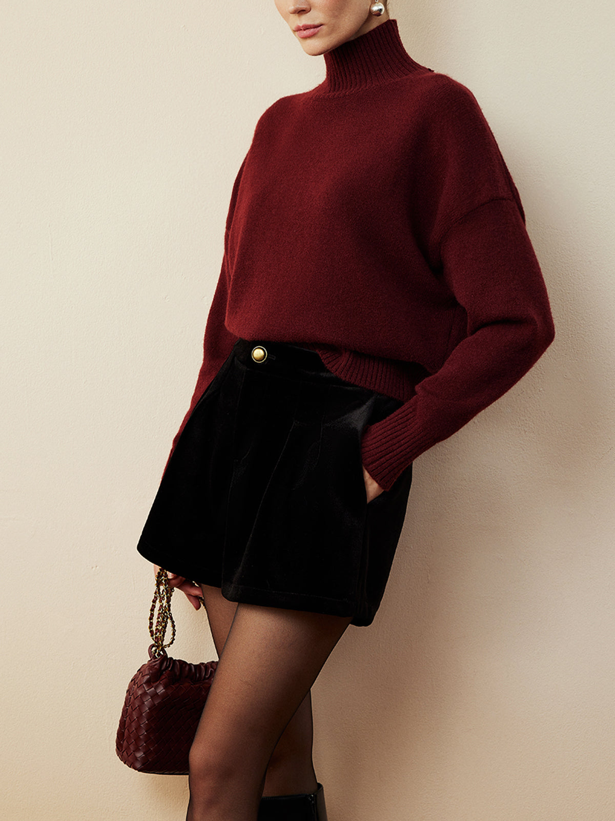 Elegant Mock Neck Shift Sweater