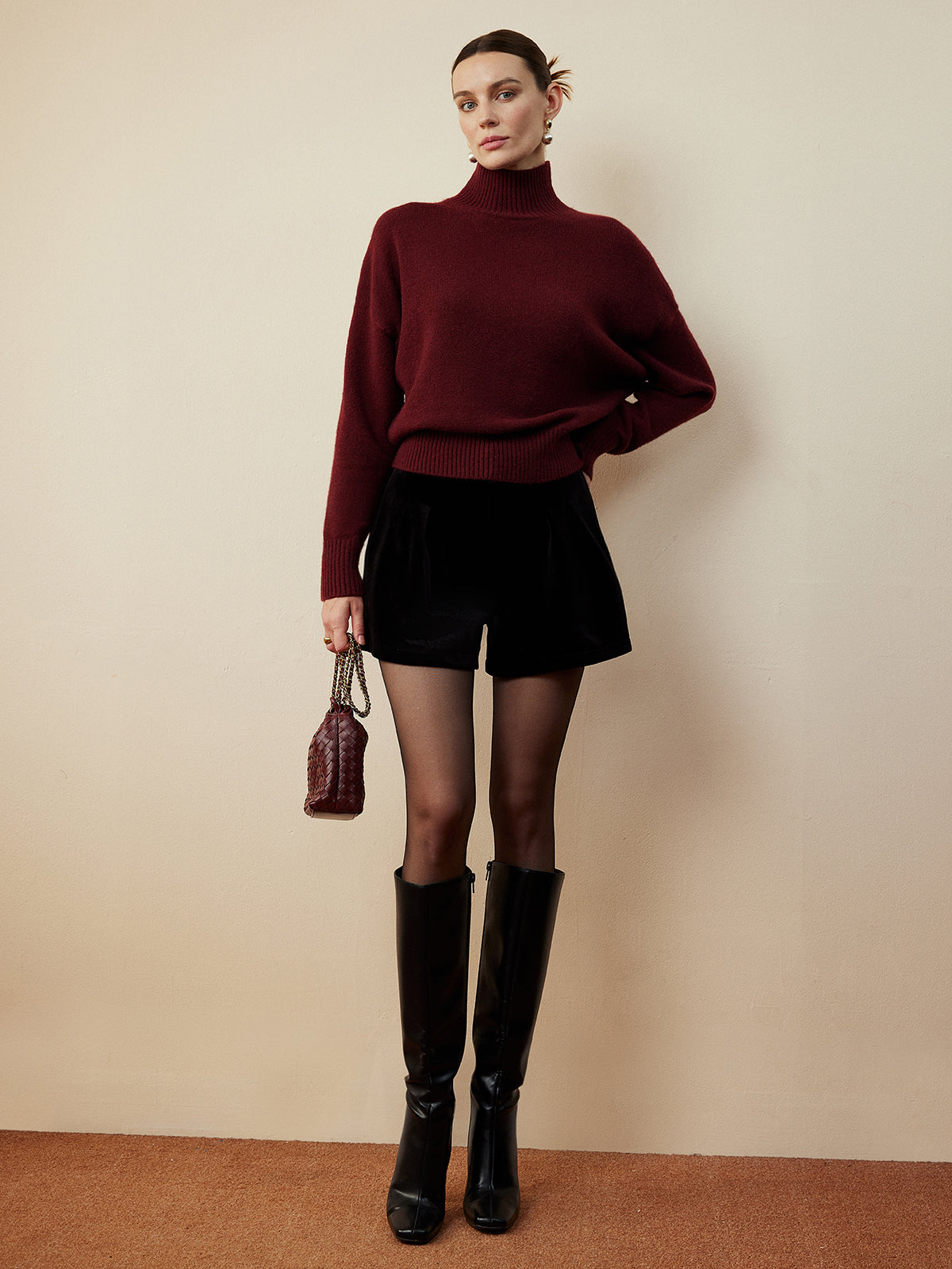 Elegant Mock Neck Shift Sweater