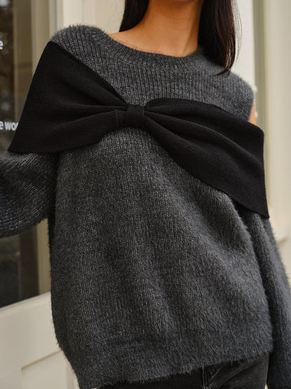 Bow Front Cutout Shift Sweater