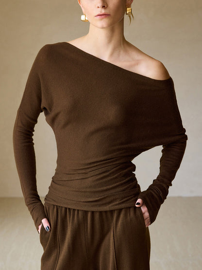 Casual Asymmetrical Neck Slim Sweater