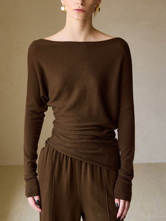 Casual Asymmetrical Neck Slim Sweater