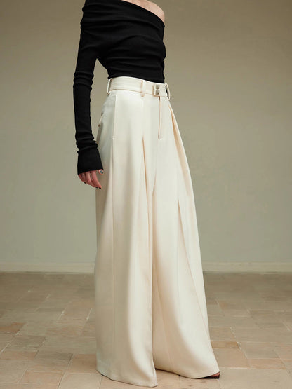 High-Waist Pleated Wide-Leg Pants