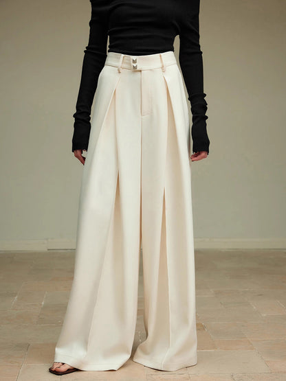 High-Waist Pleated Wide-Leg Pants