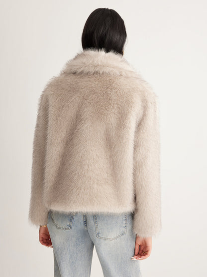 Faux Fur Button Wool Coat