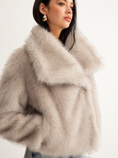 Faux Fur Button Wool Coat