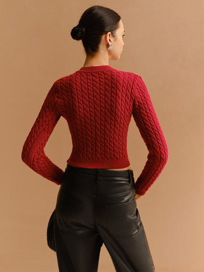 Cutout Twist Crop Sweater