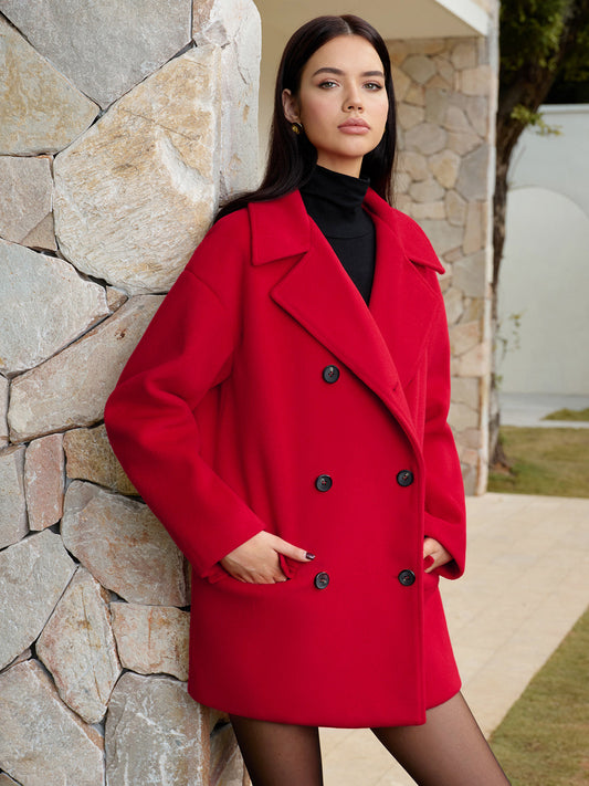 Button Warm Lapel Coat