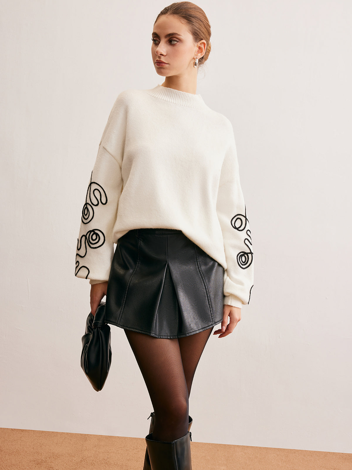 Contrast Curve Shift Sweater