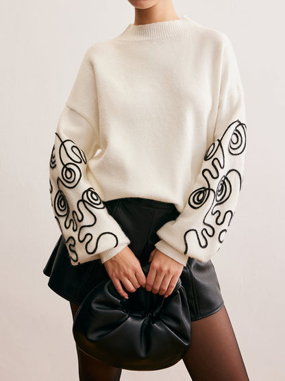 Contrast Curve Shift Sweater