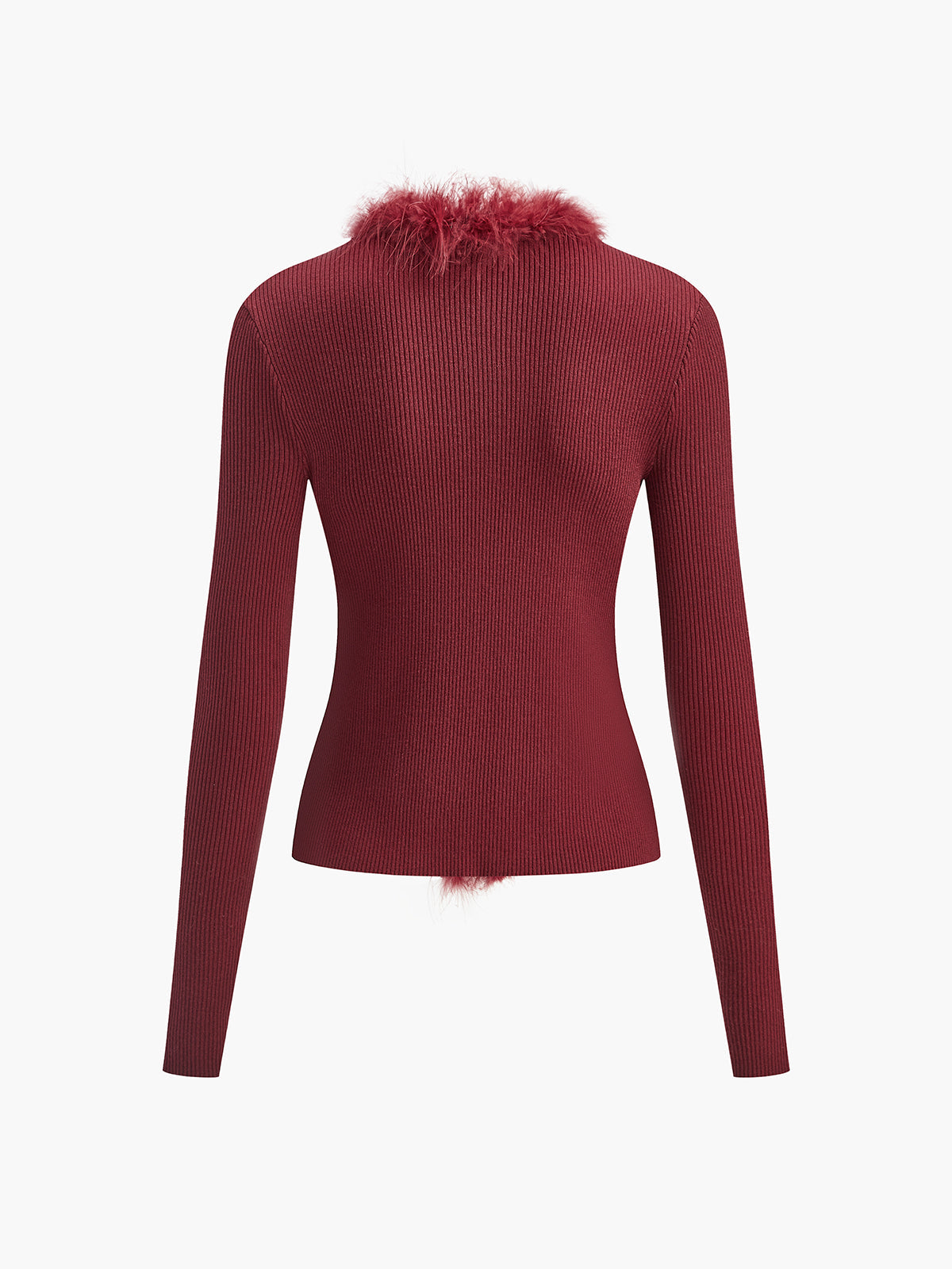 Feather Trim Wool-Blend Slim Sweater