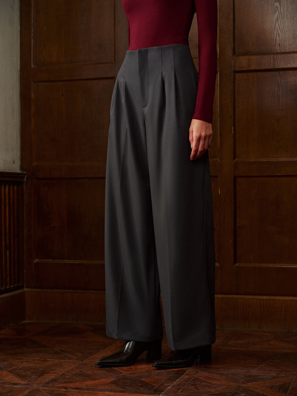 Minimalist High-Waist Wide-Leg Pants