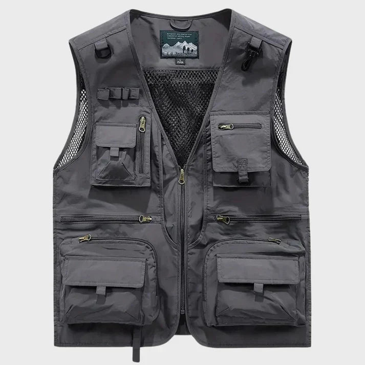 Breathable cargo vest for men with multiple pockets