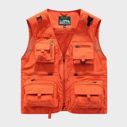 Breathable cargo vest for men with multiple pockets