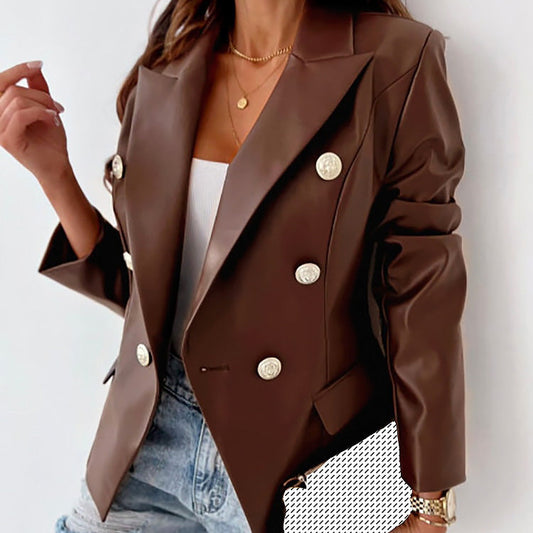 Malin-Tassou Spring Faux Leather Jacket