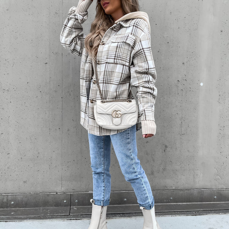 Casual Plaid Hooded Coat