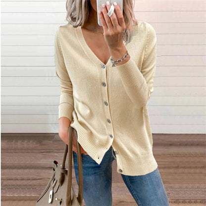 Casual Solid Color Knitted Cardigan