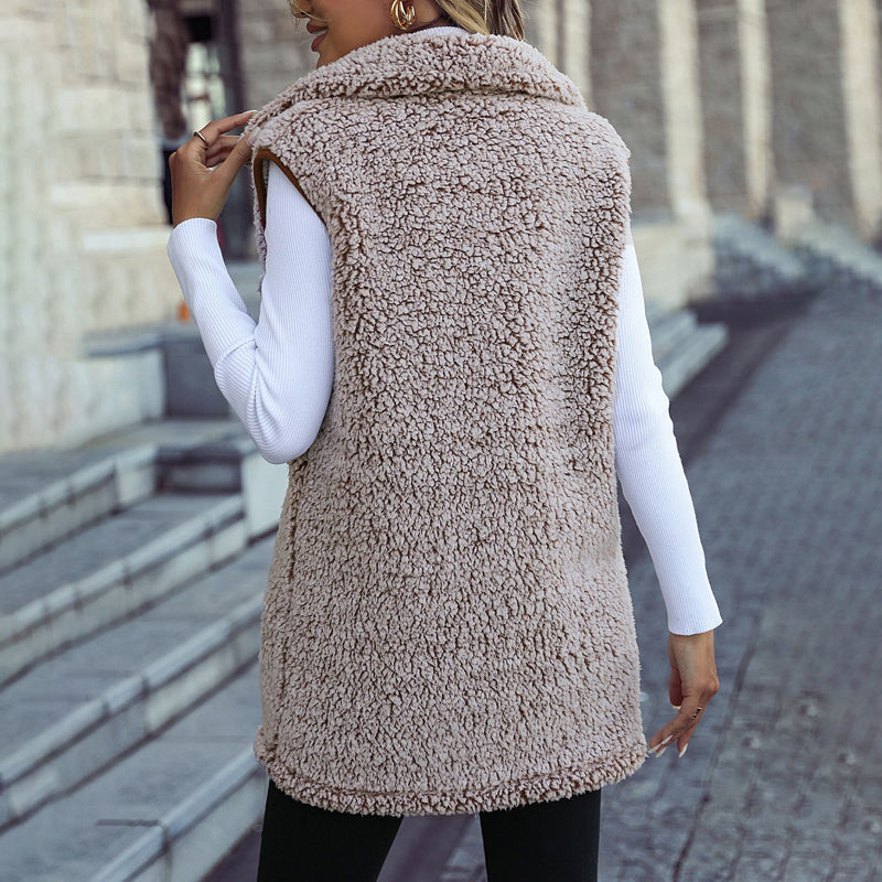 Casual Plush Vest Cardigan