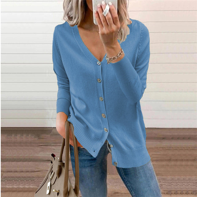 Casual Solid Color Knitted Cardigan