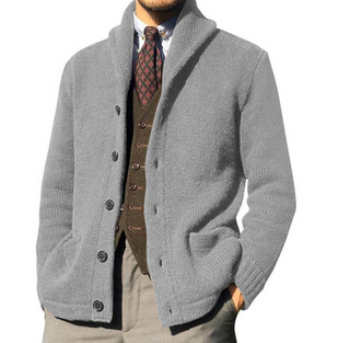 Classic knitted men's jacket with buttons